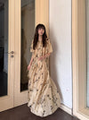 INTO THE EAST 25 Autumn/Winter Silk Hemp Flower Shadow Dress ITE-E1DGSS011KT21DS-QKQ Light Khaki